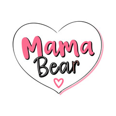 Adorable Mama Bear design with heart shape, perfect for mother's day colorful vector icon