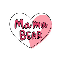 Cute Mama Bear heart illustration for Mother's Day celebration design idea colorful vector icon