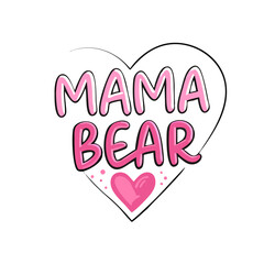 Mama Bear Heart Illustration, Perfect for Mother's Day, Tshirts and Gifts colorful vector icon