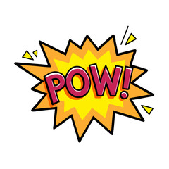 Comic Book Inspired POW Sound Effect with Dynamic Burst and Typography colorful vector icon