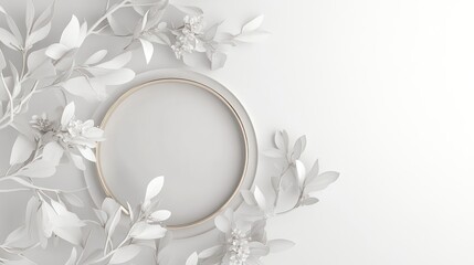 Elegant floral arrangement with a gold circle frame.