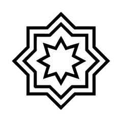 Intricate eight pointed star illustration with bold outlines on a transparent background colorful vector icon