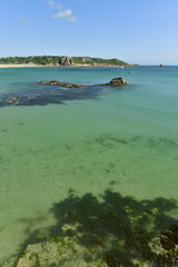 St Brelade Bay, Jersey, U.K. The coastal islands resort in the Summer.
