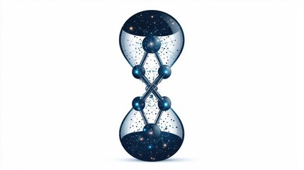 A striking hourglass symbolizing the passage of time and space, merging science and art in a captivating design.