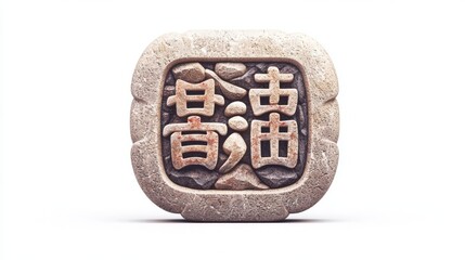 Intricate stone stamp with traditional carvings, symbolizing cultural heritage and artistic craftsmanship.