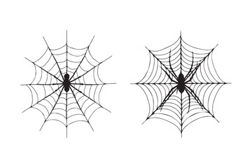 Spider Web Silhouette with Spider Vector Clipart for Halloween and Craft
