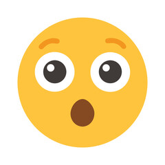 Yellow surprised face emoji on transparent background digital vector illustration colorful vector icon