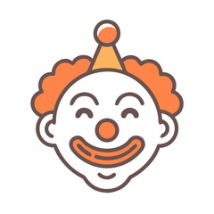 Cheerful Clown Icon with Orange Hair and Big Smile for Entertainment colorful vector icon