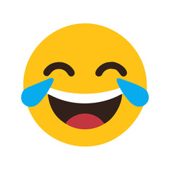 Loudly crying face emoji indicating uncontrollable laughter and extreme amusement colorful vector icon