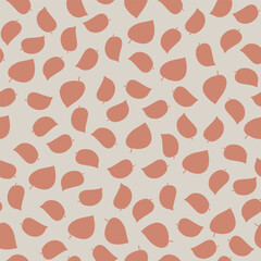 Rust Orange Leaf Silhouettes in a Nondirectional Scatter on a Light Ecru Background creating a seamless pattern print