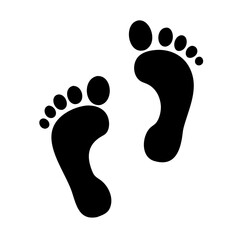 Barefoot steps on a clean transparent background indicating a human presence colorful vector icon