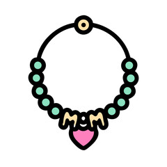 Cute beaded bracelet with mom letters and heart, a token of affection colorful vector icon