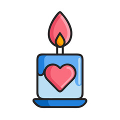 Heart candle illuminating love and affection in a vibrant, stylized design colorful vector icon