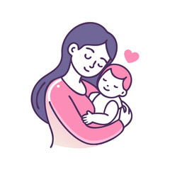 Sweet Illustration of a Mother Holding Her Baby with Love and Affection colorful vector icon