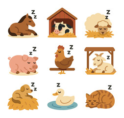 Fototapeta premium Aquatic Sleep Icons. Flat icon set of aquatic animal sleep: dolphin eye open, fish resting, octopus color fade