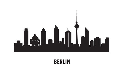 Obraz premium Berlin germany skyline silhouette featuring famous landmarks and architecture black and white vector