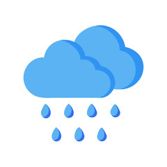 A Simple Depiction of Rainfall with Two Blue Clouds and Raindrops colorful vector icon