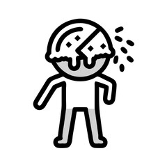 PieHeaded Person with Missing Slice Emitting Droplets of Filling Icon colorful vector icon