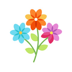 Obraz premium A vibrant and playful bouquet of colorful stylized flowers on a white backdrop colorful vector icon