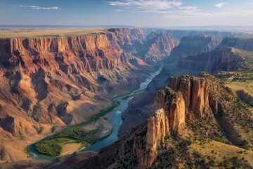 Grand canyon landscape aerial view on white background