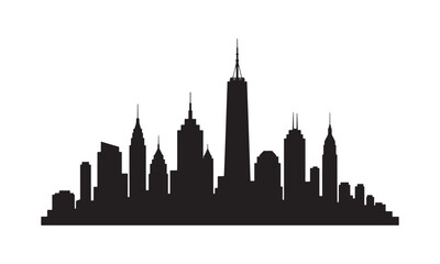 Fototapeta premium Black and white silhouette of new york city skyline with iconic skyscrapers
