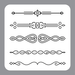 Calligraphic design elements set with vintage borders and decorative page ornaments