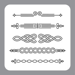 Fototapeta premium Calligraphic design elements set with vintage borders and decorative page ornaments