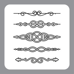 Calligraphic design elements set with vintage borders and decorative page ornaments