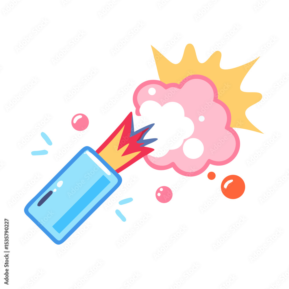 Aufkleber cartoon vector of a party popper exploding with vibrant energy and fun colorful vector icon
