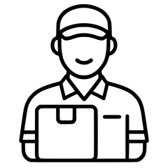Obraz premium Elegant line courier man icon vector minimalist delivery person illustration