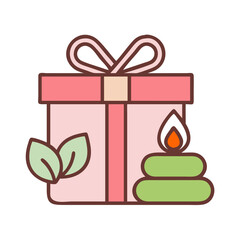 A Gift of Wellness and Relaxation with Aromatherapy and Herbal Accents colorful vector icon