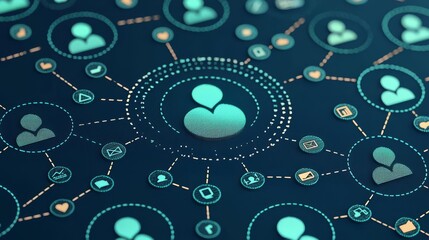 A digital network connecting users, symbolizing communication and collaboration in a modern landscape.