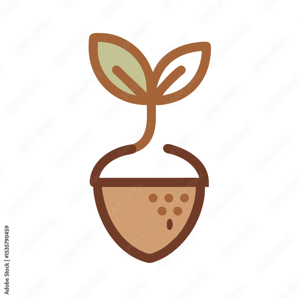 Poster new beginnings represented in a simple seedling design with earth tones colorful vector icon