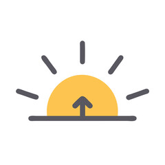 Minimalist Icon of Rising Sun with Arrow Indicates Growth and Progress colorful vector icon