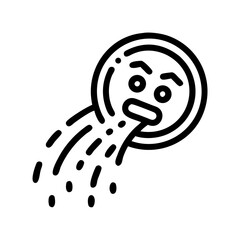 Vomiting emoji icon, representing illness, discomfort, nausea, or bad taste colorful vector icon