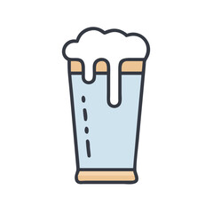 Stylized glass of beer with foam, simple and attractive vector illustration colorful vector icon