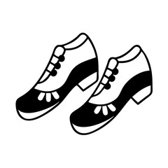 Stylized Irish Dance Shoes in Black and White, Ready for a Jig colorful vector icon