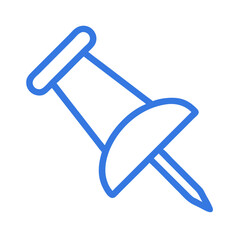 Blue pushpin icon, flat vector illustration, for office and school use colorful vector icon