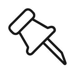 Simple black and white icon of a classic pushpin or thumbtack colorful vector icon