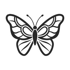 Elegant Butterfly Illustration with Intricate Wing Designs and Simple Silhouette Style colorful vector icon