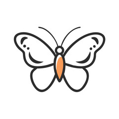 Stylized Drawing of a Butterfly with Delicate Wing Patterns and Orange Body colorful vector icon