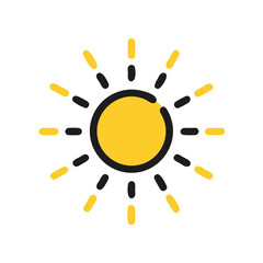 Stylized graphic representation of the sun with alternating yellow and black rays colorful vector icon