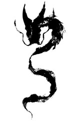 龍・ドラゴンの墨絵風イラスト素材　ベクター