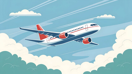 Obraz premium Above the Clouds: Passenger Airplane in Flight