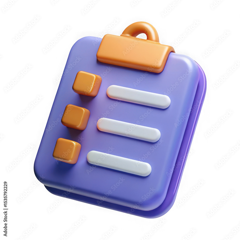 Poster 3d render checklist icon isolated on transparent background