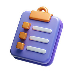 3d render checklist icon isolated on transparent background