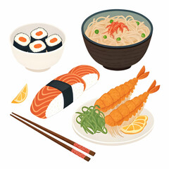 Food Flat Illustration | Healthy Meal, Fast Food, Restaurant Menu Icons, Modern Vector, Colorful Kitchen Elements, Culinary Design Artwork