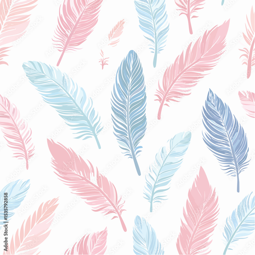 Poster elegant feather pattern with pastel colors soft delicate seamless texture dreamy and decorative for 