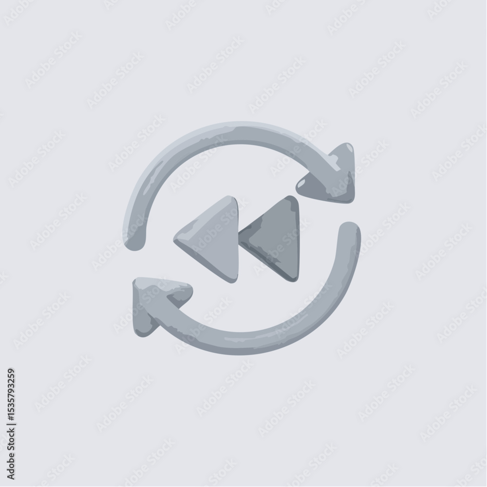 Poster rewind circular arrow icon for playback repetition, repeat function