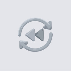 Rewind circular arrow icon for playback repetition, repeat function